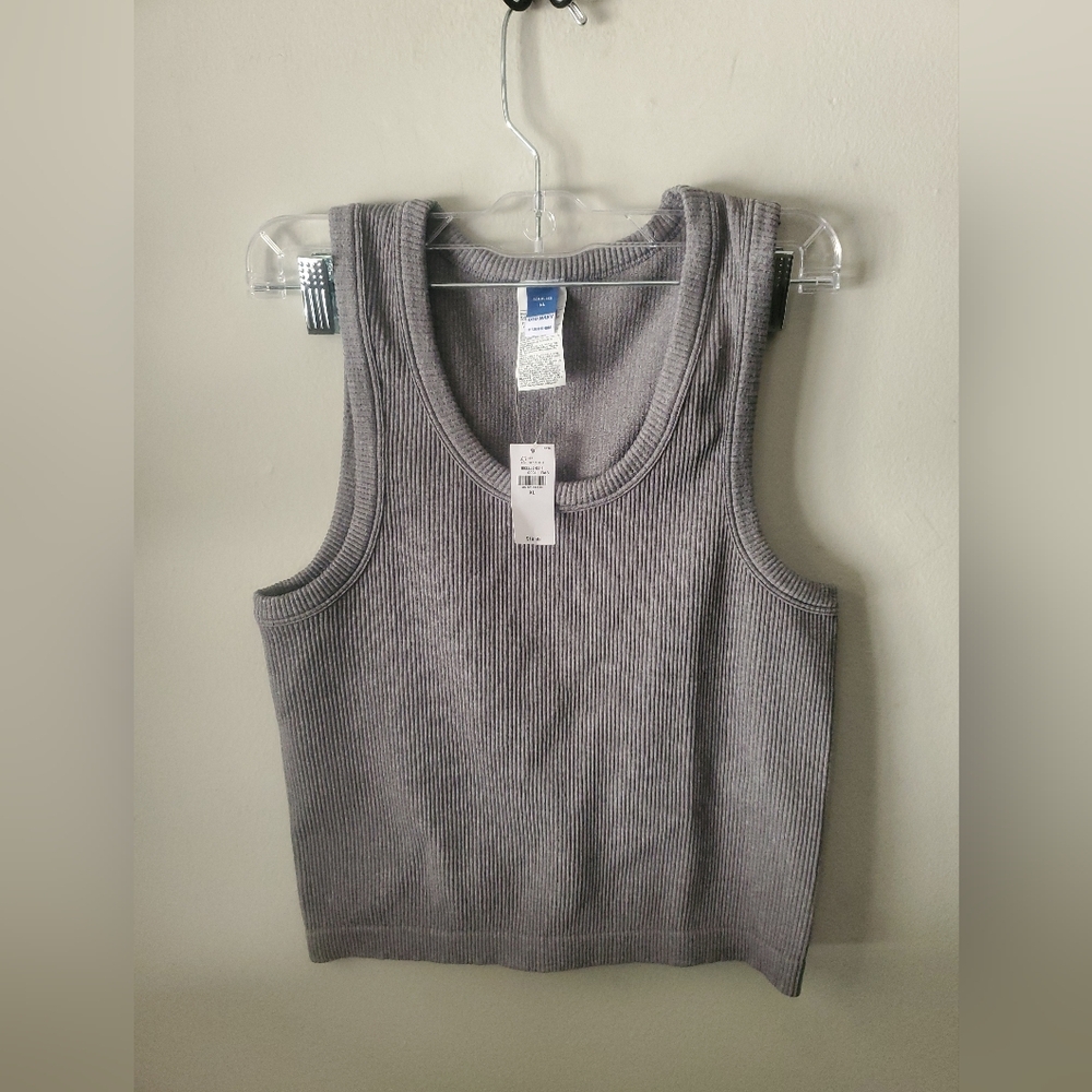 Gray Ribbed Tank Top